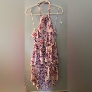 Express pink and purple Floral Ankle length tiered ruffle dress - medium